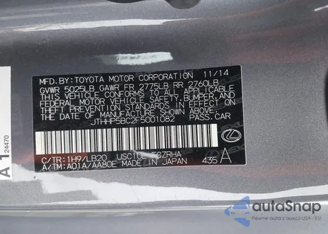 2015 Lexus Rc F z USA, uszkodzony, nr VIN JTHHP5BC2F5001082